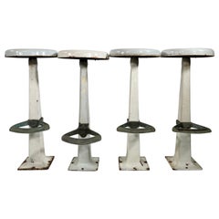 Antique Soda Fountain Porcelain Bar Stools, Set of 4