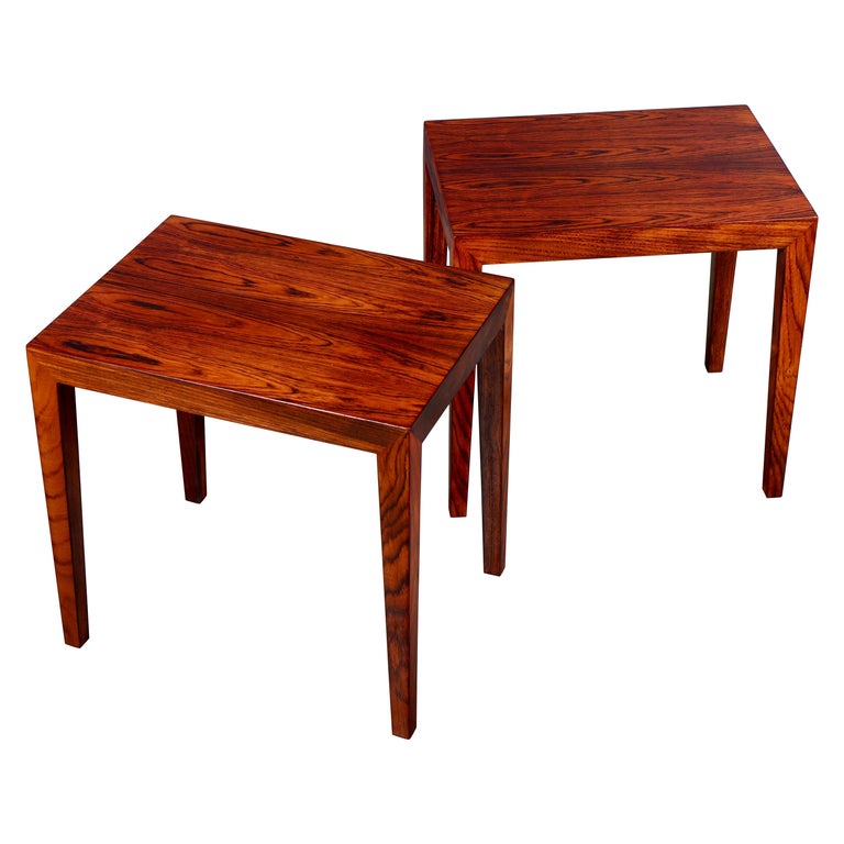 Pair of Midcentury Side Tables in Rosewood by Haslev, Danish Design