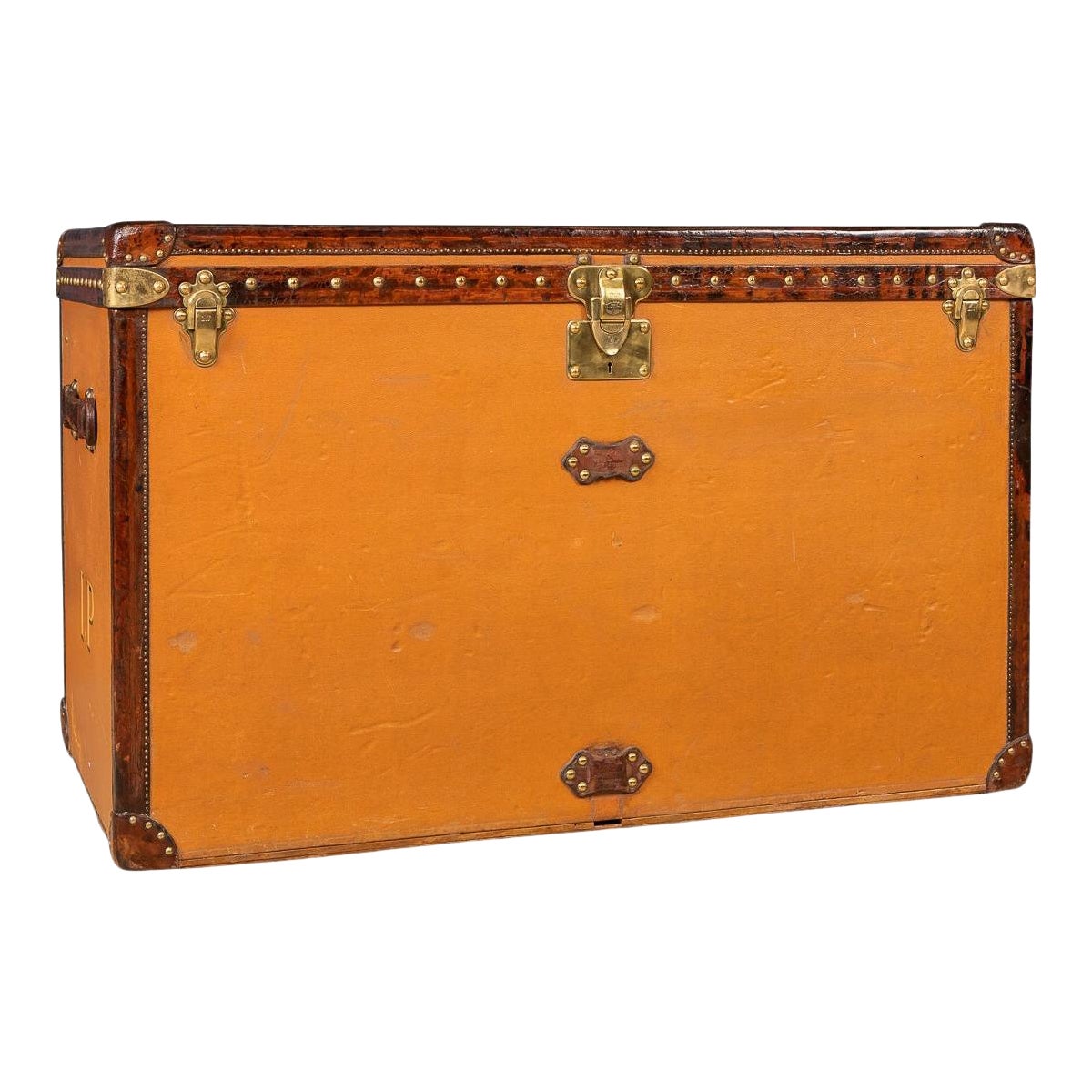 Louis Vuitton Malle Haute-Truhe aus orangefarbenem Segeltuch „Vuittonite“, 20. Jahrhundert