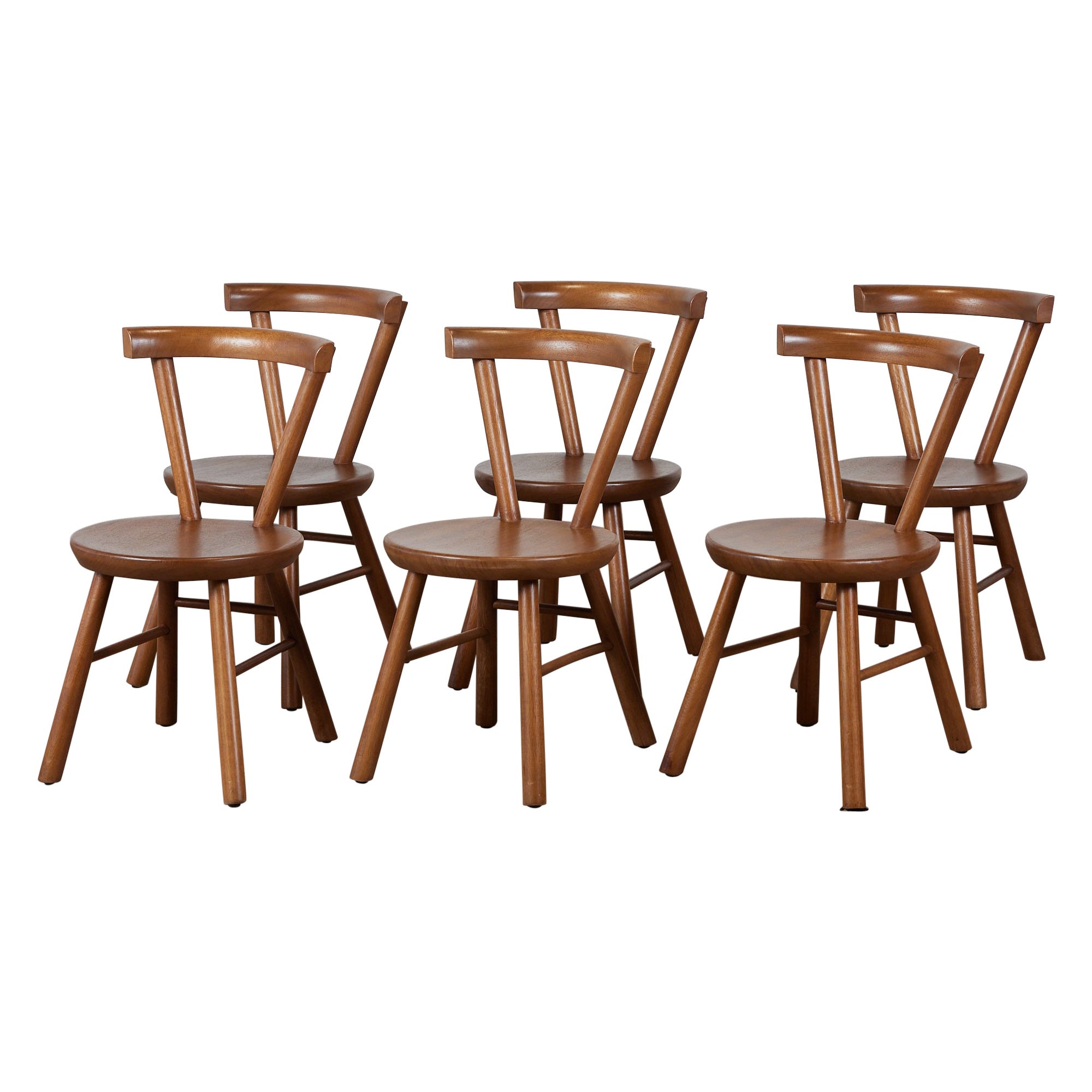 Set of Six Solid Mahogany Dining Chairs