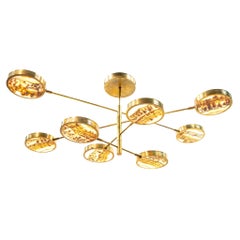 Mars Sistema Solare Chandelier, Piattelli Design, with Red Onyx shades and Brass