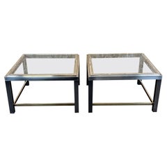 2x 60s 70s Jean Charles Coffee Table Chrome & Brass Side Table Space Age Design