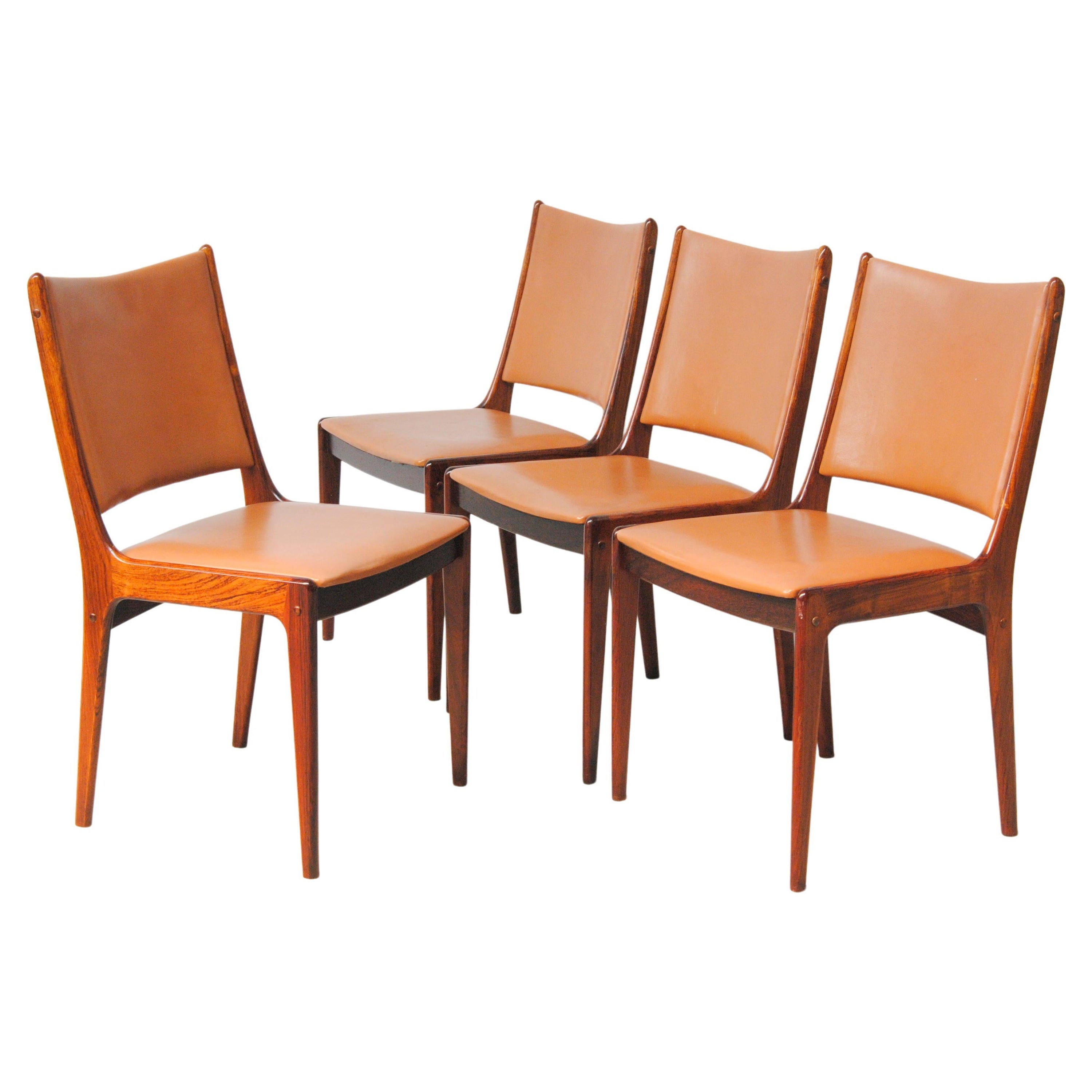 Set of Four Johannes Andersen Restored Rosewood Dining Chairs Custom Upholstery