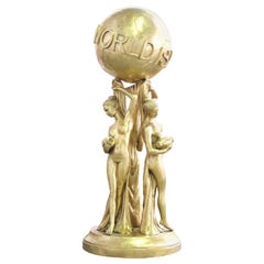 Vintage Bronze Gold Gild Statue 'the World Is Yours', 20th Century