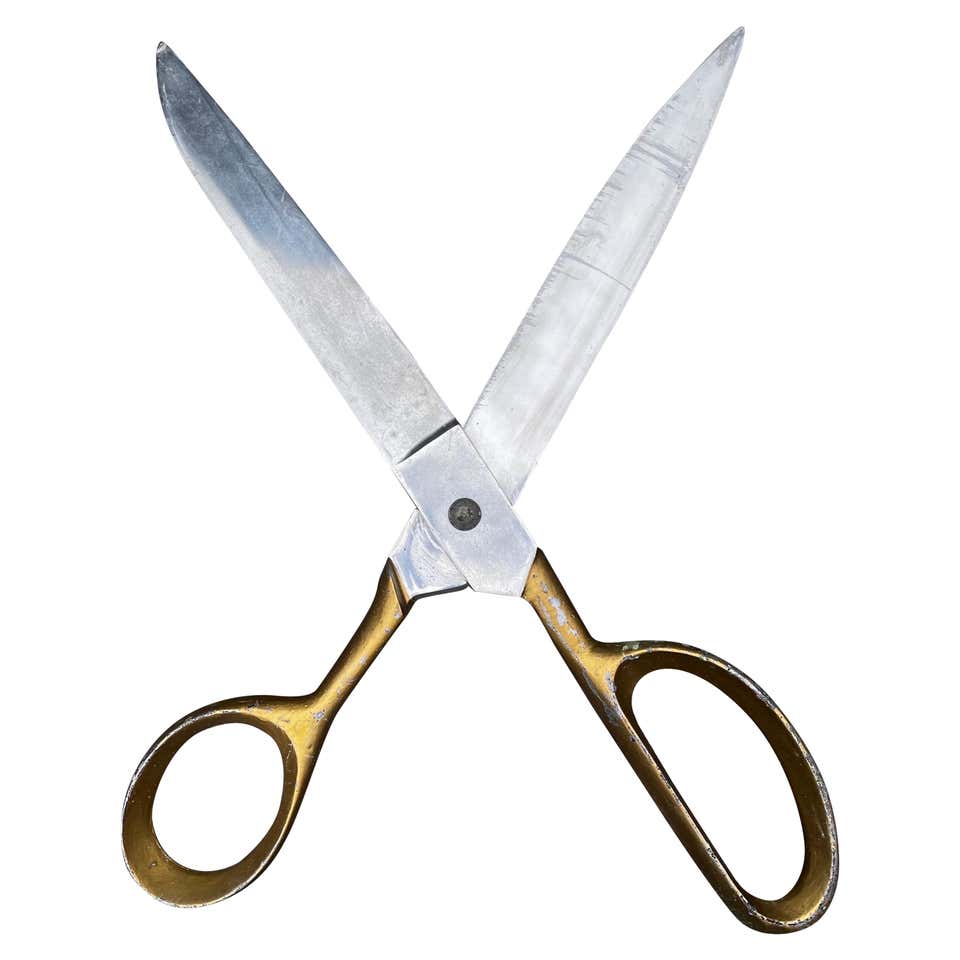 Very Oversized Vintage Display Scissors in Wood For Sale at 1stDibs