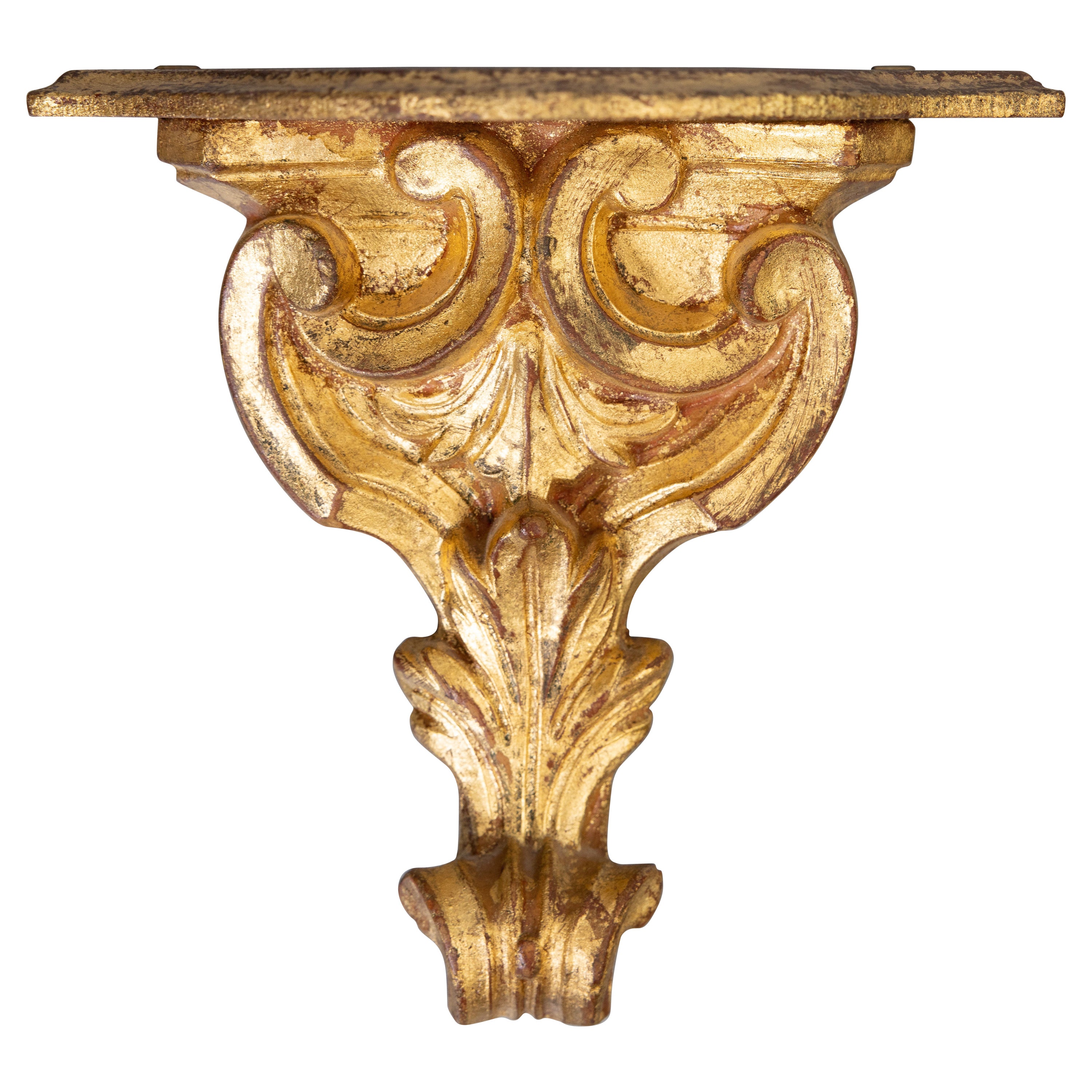 Mid-Century Italian Neoclassical Carved Giltwood Wall Bracket Shelf