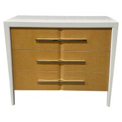 Modern White Lacquered Chest, Commode, Bedside Stand, Michell Gold Bob Williams