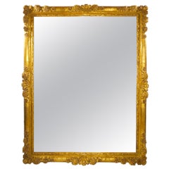 Large Louis XVI Style Gilt Wood Frame Hanging Wall Mirror