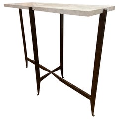 Postmodern Italian Bronze and Travertine Console Table