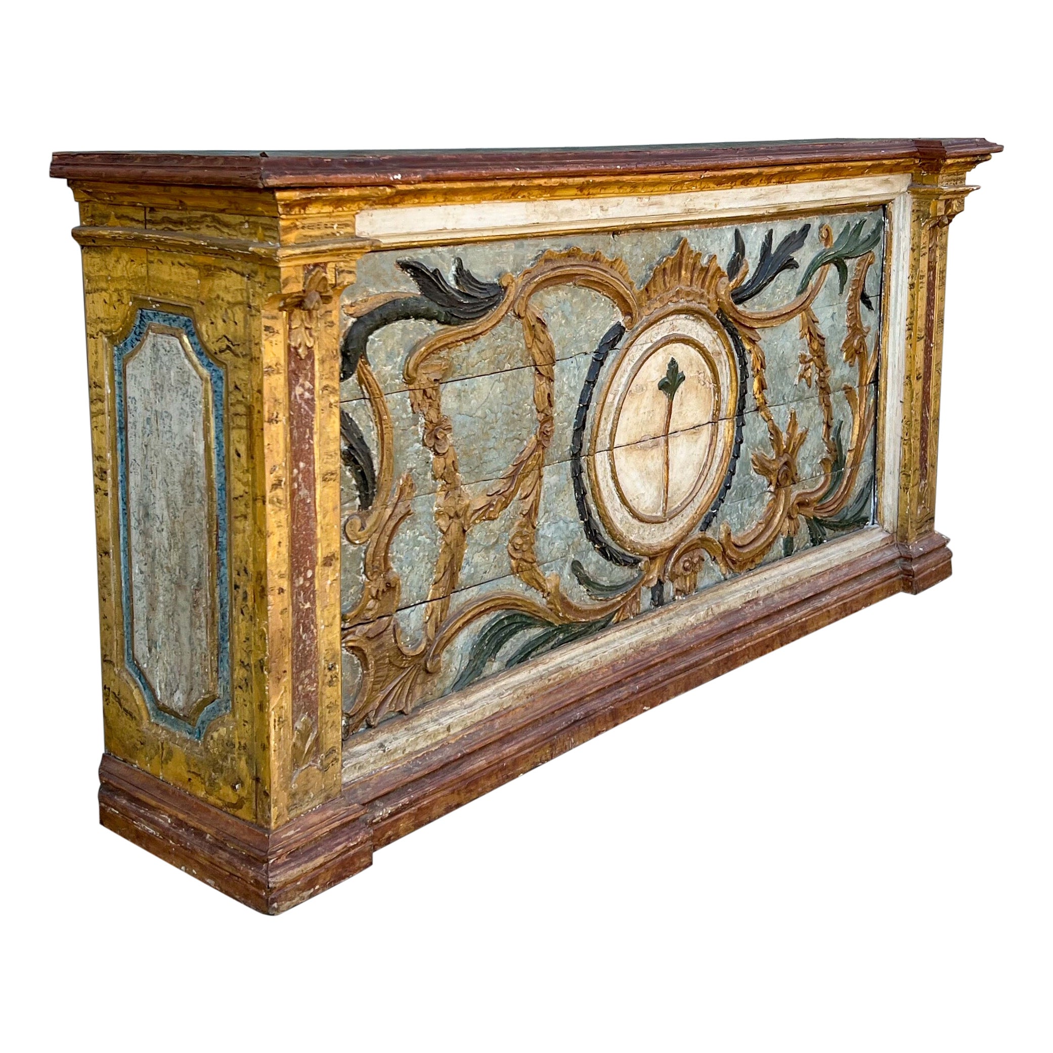 Crédence ou table console de style néoclassique italien peinte à la main du 19ème siècle