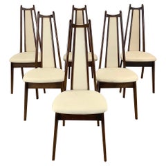 Mid-Century High Back Dining Chairs- Set of Six