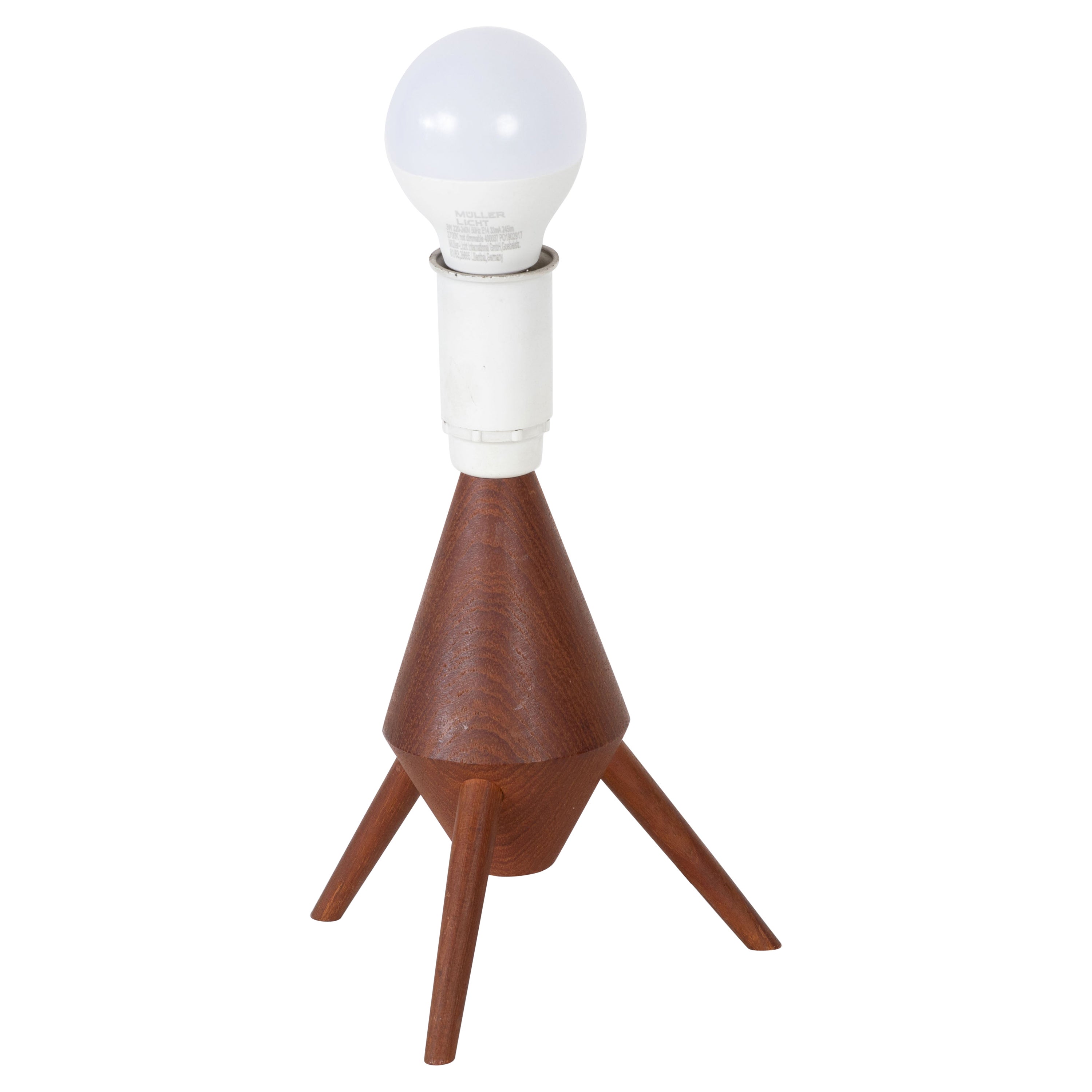 Turned teak Table Lamp, 1960, Italy For Sale