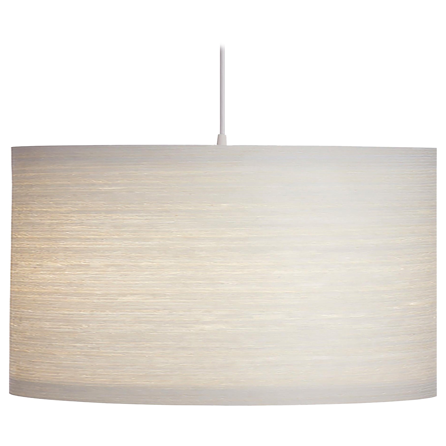 Mid-Century Modern White Wood 17.5" Drum Pendant For Sale at 1stDibs