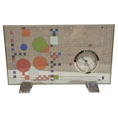 Vintage Frank Lloyd Wright + Bulova Glass Desk Clock Coonley Playhouse Adaptation