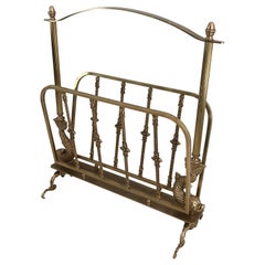 Portariviste francese in stile neoclassico in ottone con teste di delfino, Maison Jansen