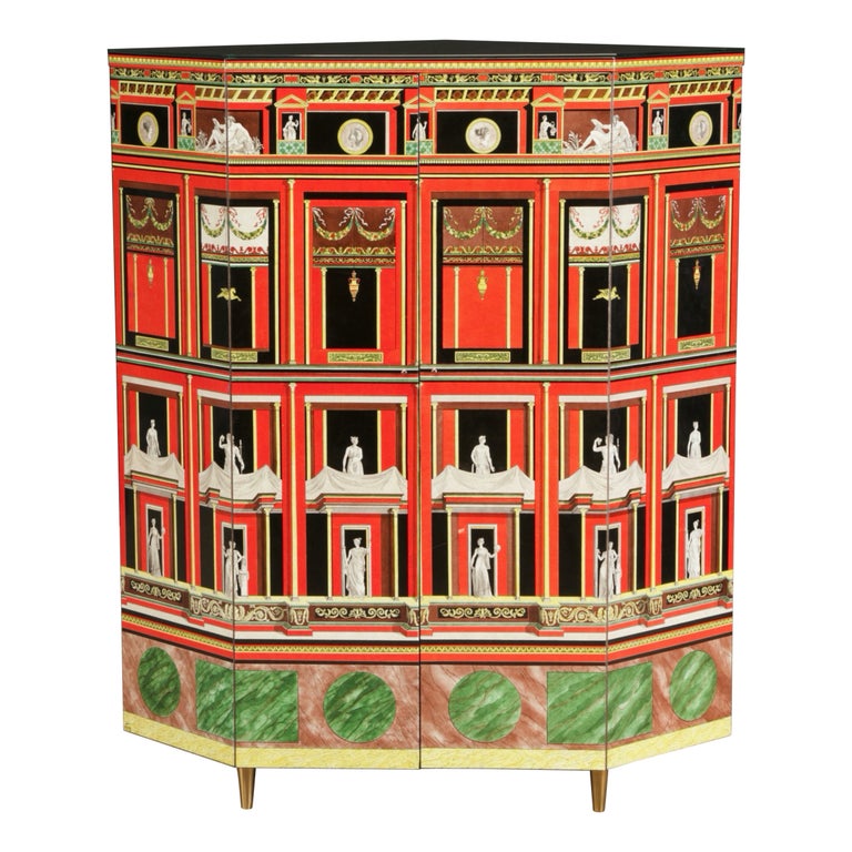 Piero Fornasetti Pompeiana corner cabinet, 1988,