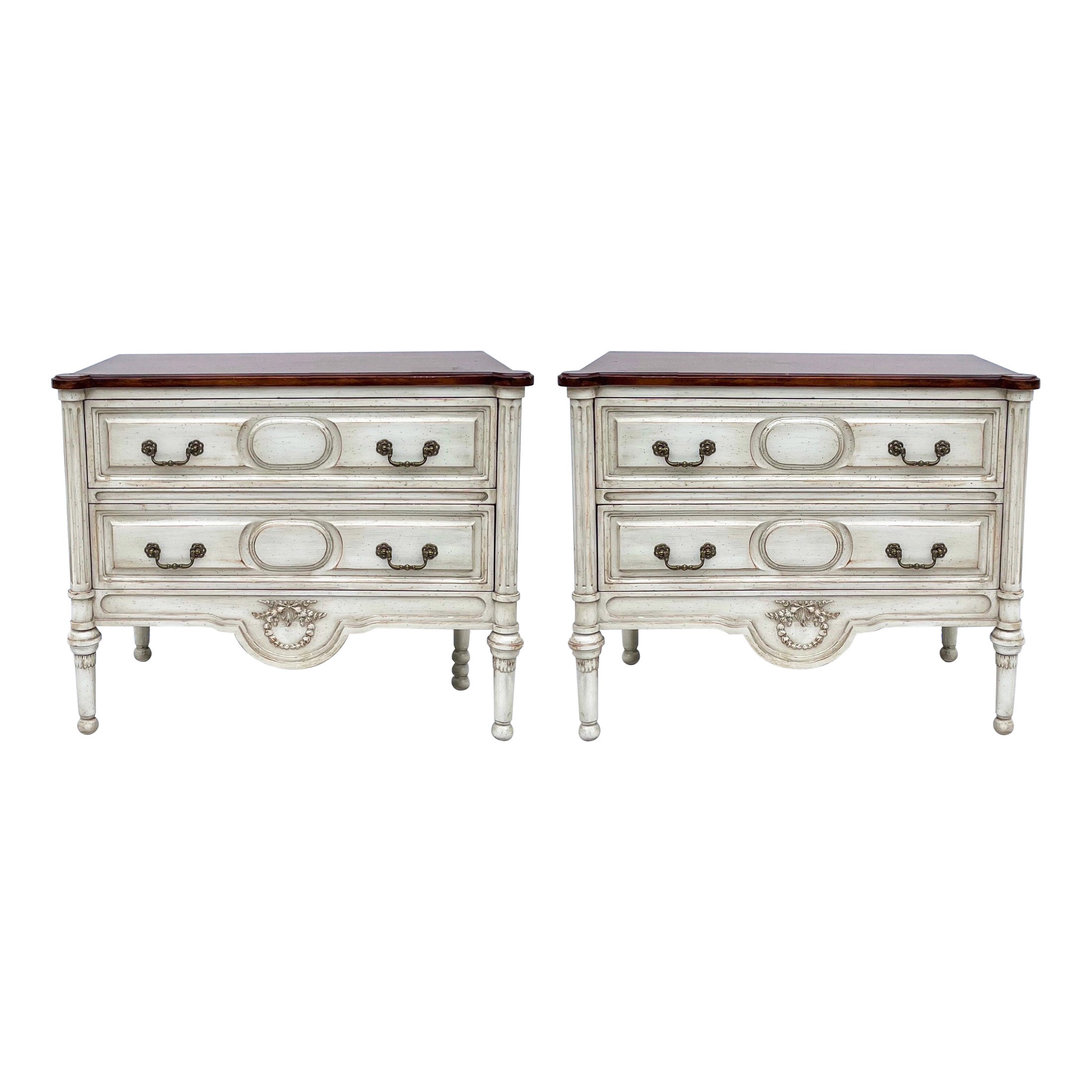 Late 20th-C. Custom French Neo-Classical Style Painted Chests / Side Tables - 2 For Sale