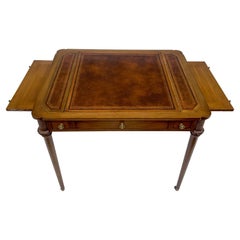 JS Cabinetmaker French Neoclassical Style Walnut and Leather Game Table / Desk