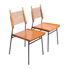 Pair of Mid-Century Modern Maple and Iron "Shovel" Chairs by Paul Mcco