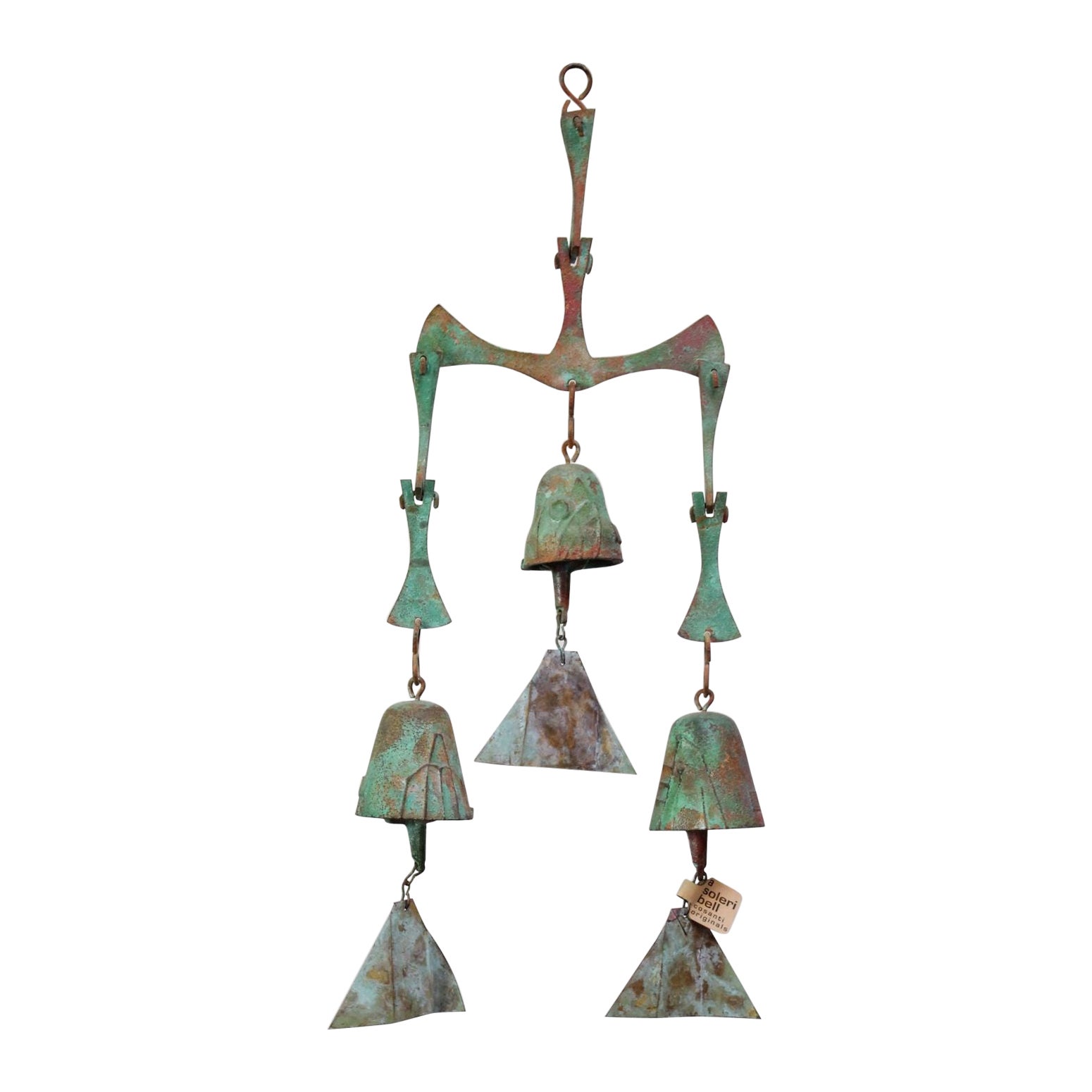 Vintage Paolo Soleri Arconsanti Multi-Color Bronze Three Bell / Wind Chime