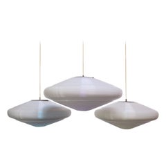 Single Mid-Century Modern Spun Plastic Rotaflex Pendant Lamp by Yasha Heifetz