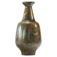 Antique Japanese Bronze Vase, Signed, with Gold, Red and Green Patination, 20th Century