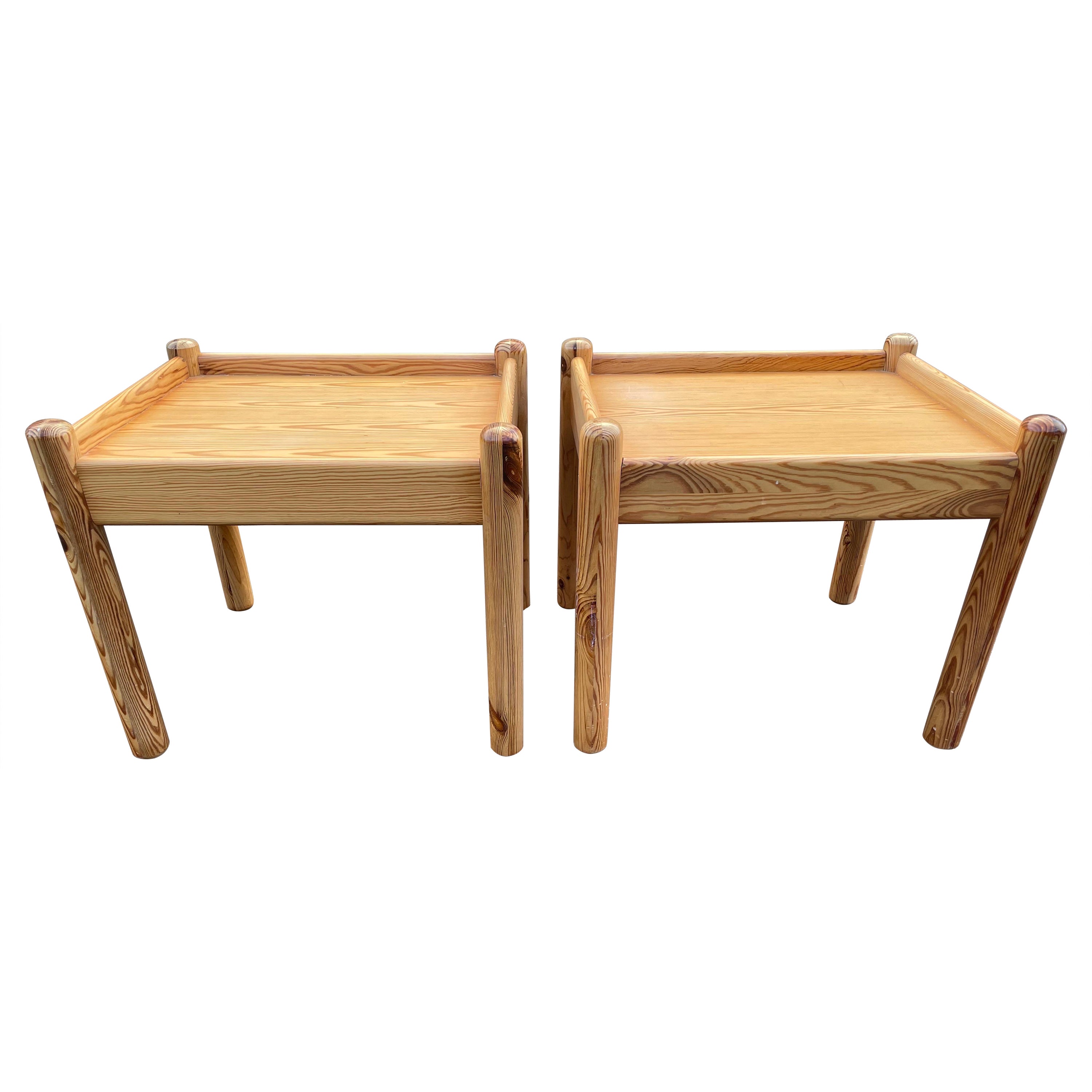 Set of 1970´S Scandinavian Brutalist Pine Side Tables or Nightstands For Sale