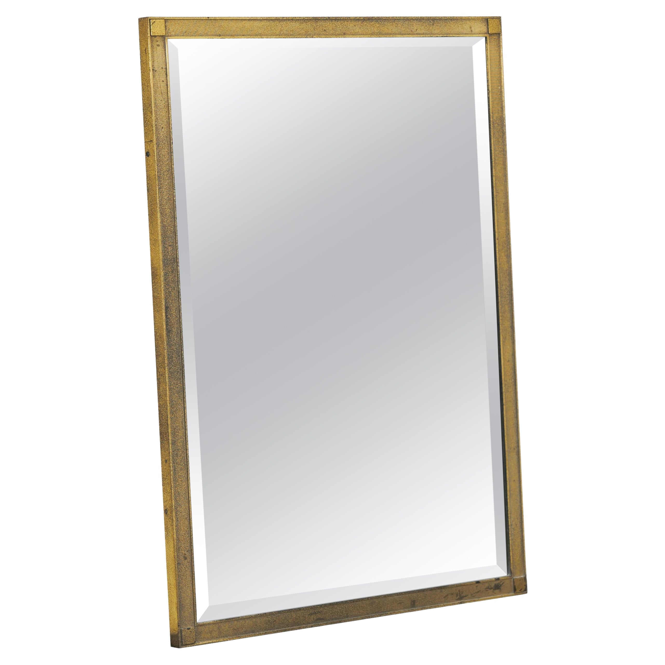 Luxurious Facetted Mirror in Patinated Brass 1960s