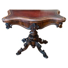 Antique 19th Century Victorian Rosewood Serpentine Writing Table / Card Table
