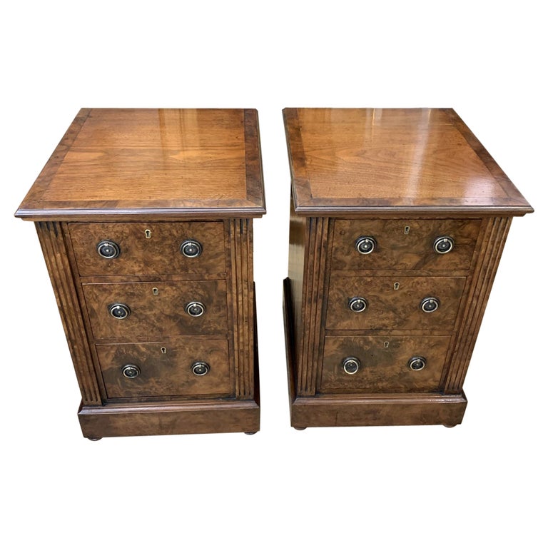 19th Century Victorian Walnut Bedside Tables For Sale at 1stDibs