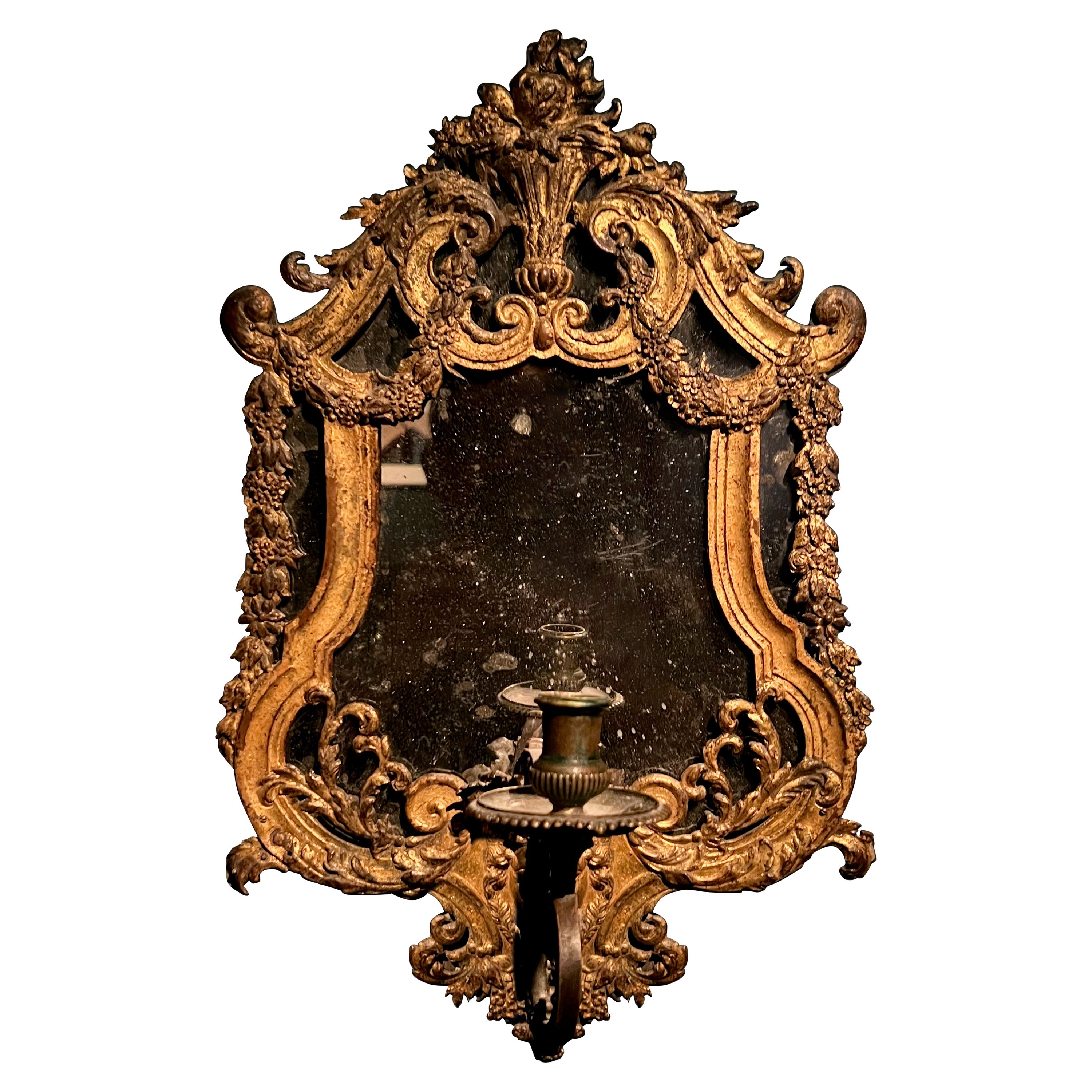 Wandleuchter mit Spiegel, 18. Jahrhundert, Barockzeit im Angebot
