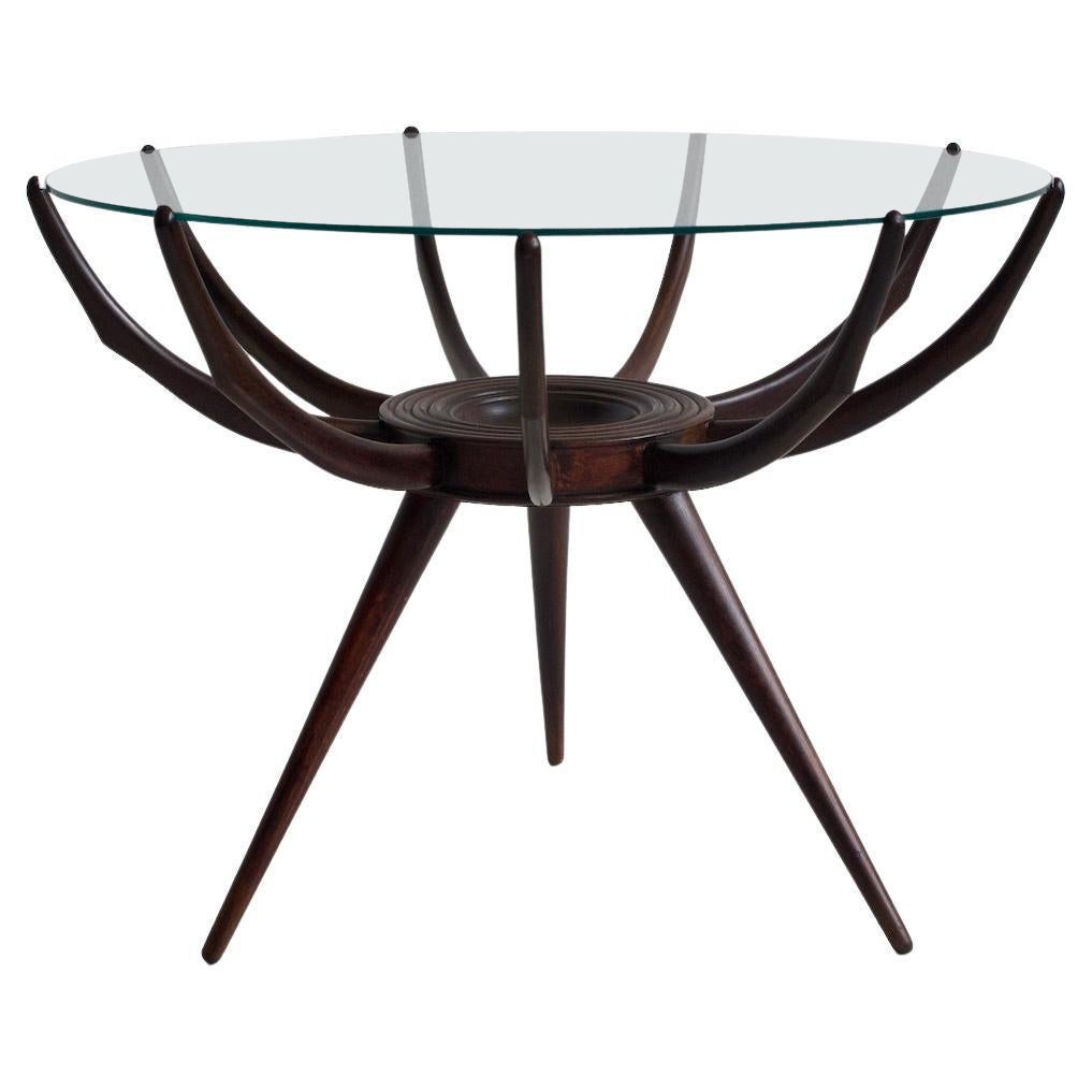 Table in the Style of Carlo de Carli Wooden Spider Leg Coffee Table
