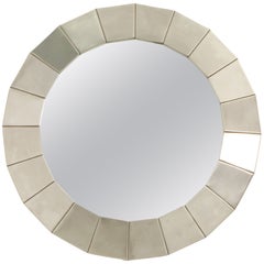 Round Wall Mirror in Brushed Steel, Spain, 1960's