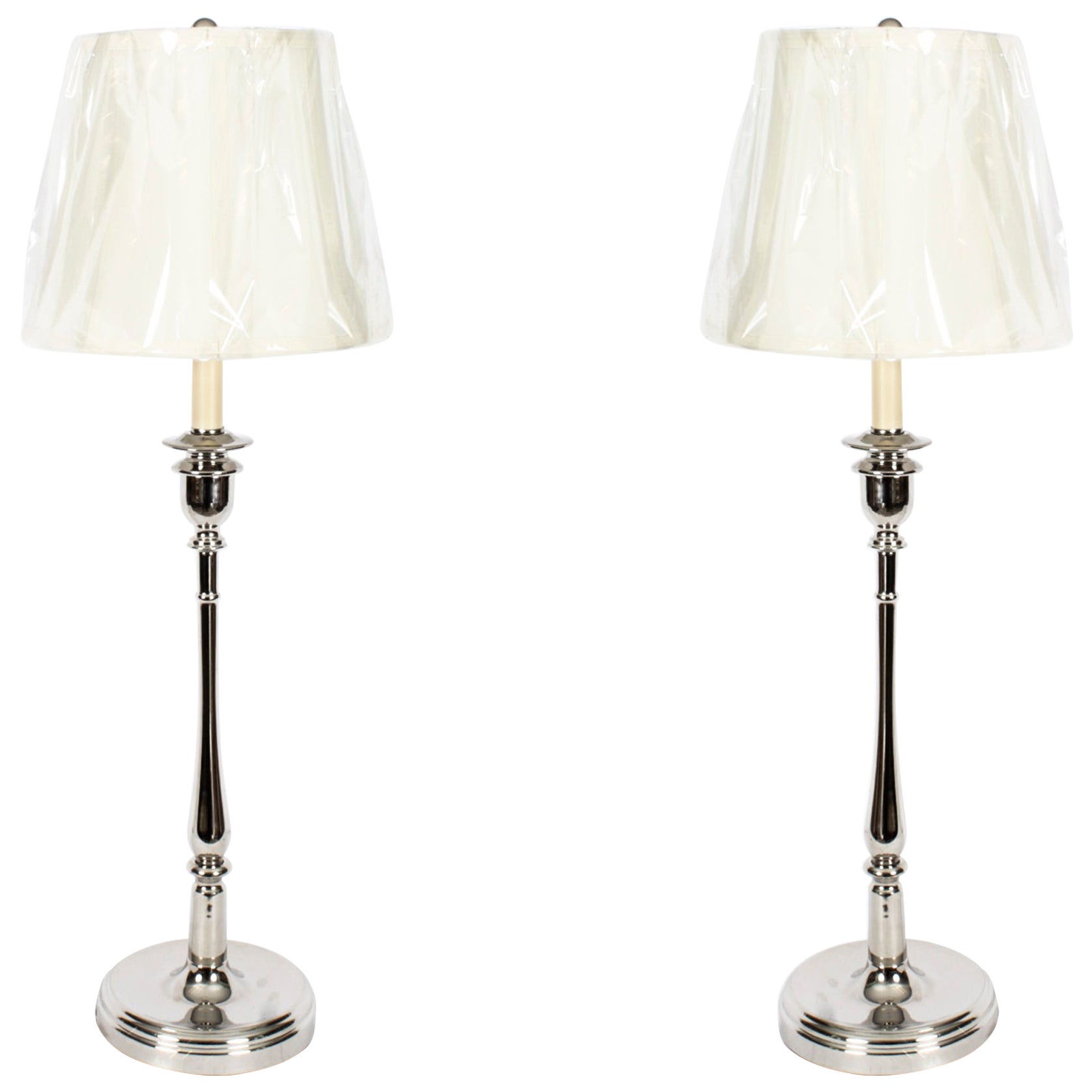 Vintage Pair Ralph Lauren Chrome Table Lamps, Late 20th Century