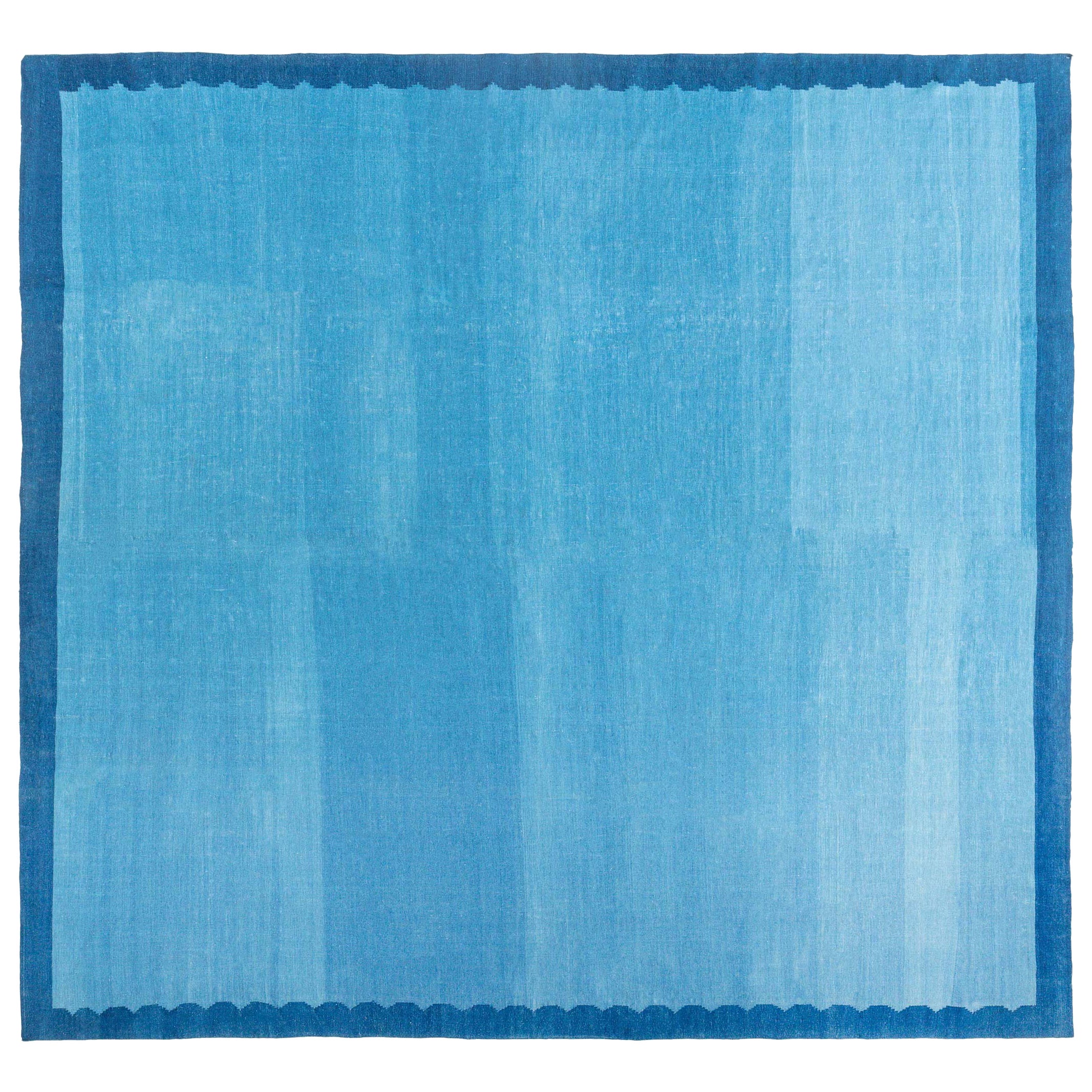 Vintage Indian Dhurrie Blue Rug by Doris Leslie Blau For Sale at 1stDibs