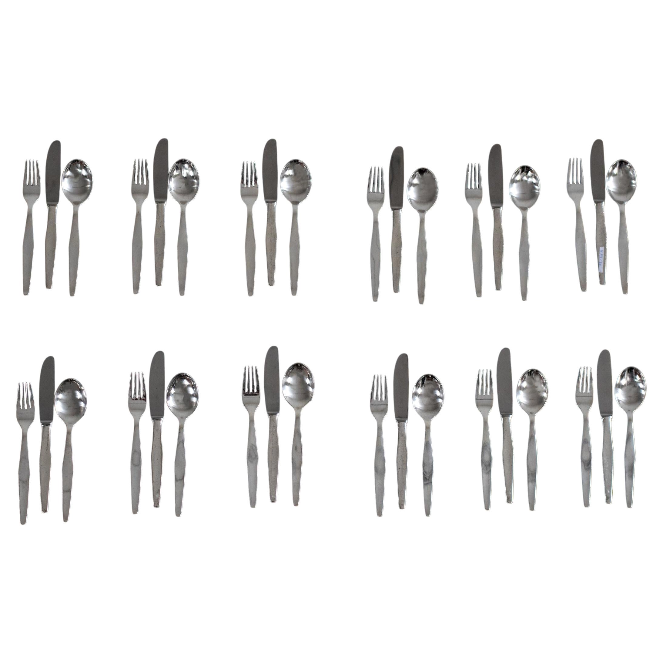 Gio Ponti Silver Cutlery Set for Twelve by Krupp Italy 1950s  For Sale
