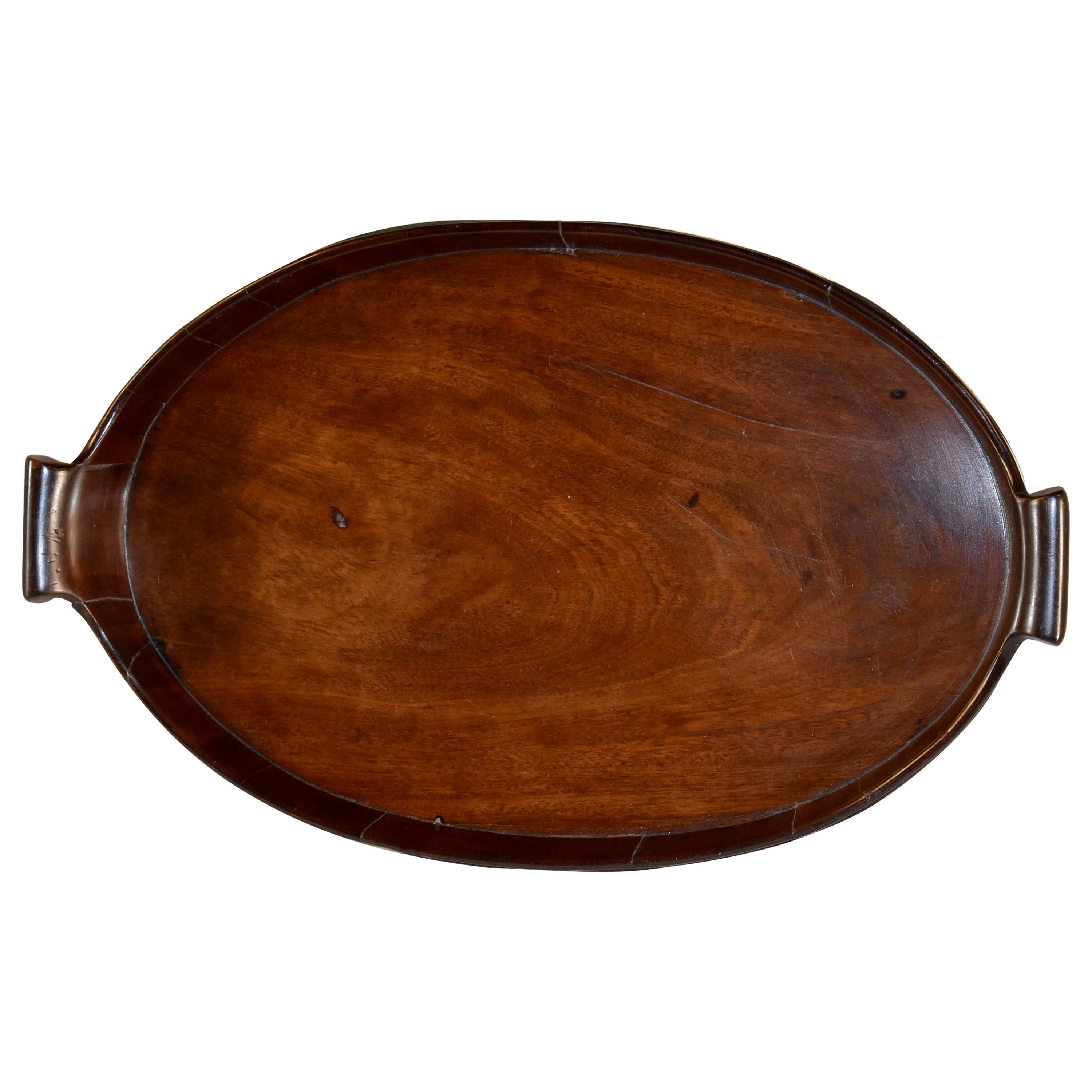 Bandeja con correas de caoba del siglo XVIII