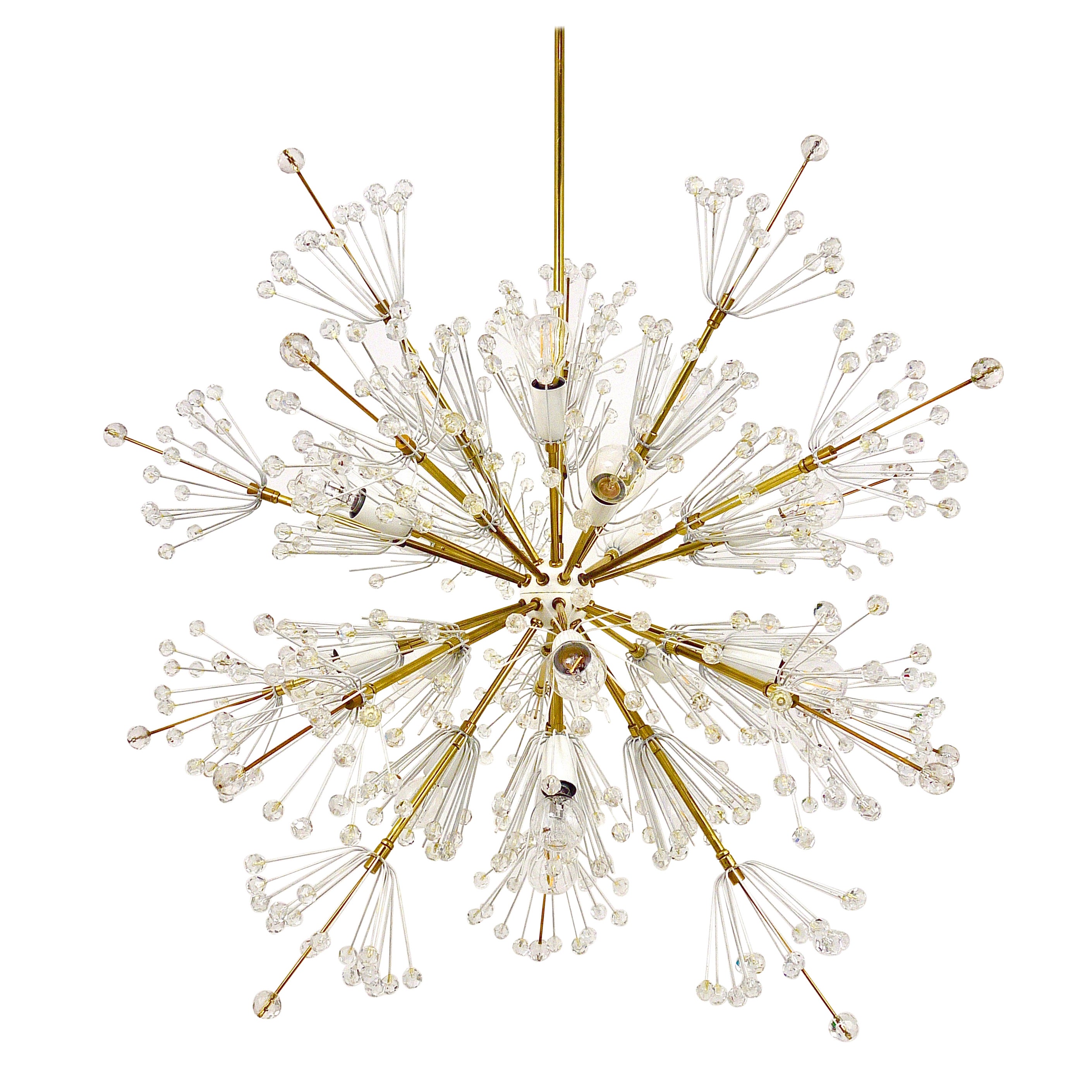 X-Large Emil Stejnar Midcentury Sputnik Brass Chandelier Rupert Nikoll, Austria
