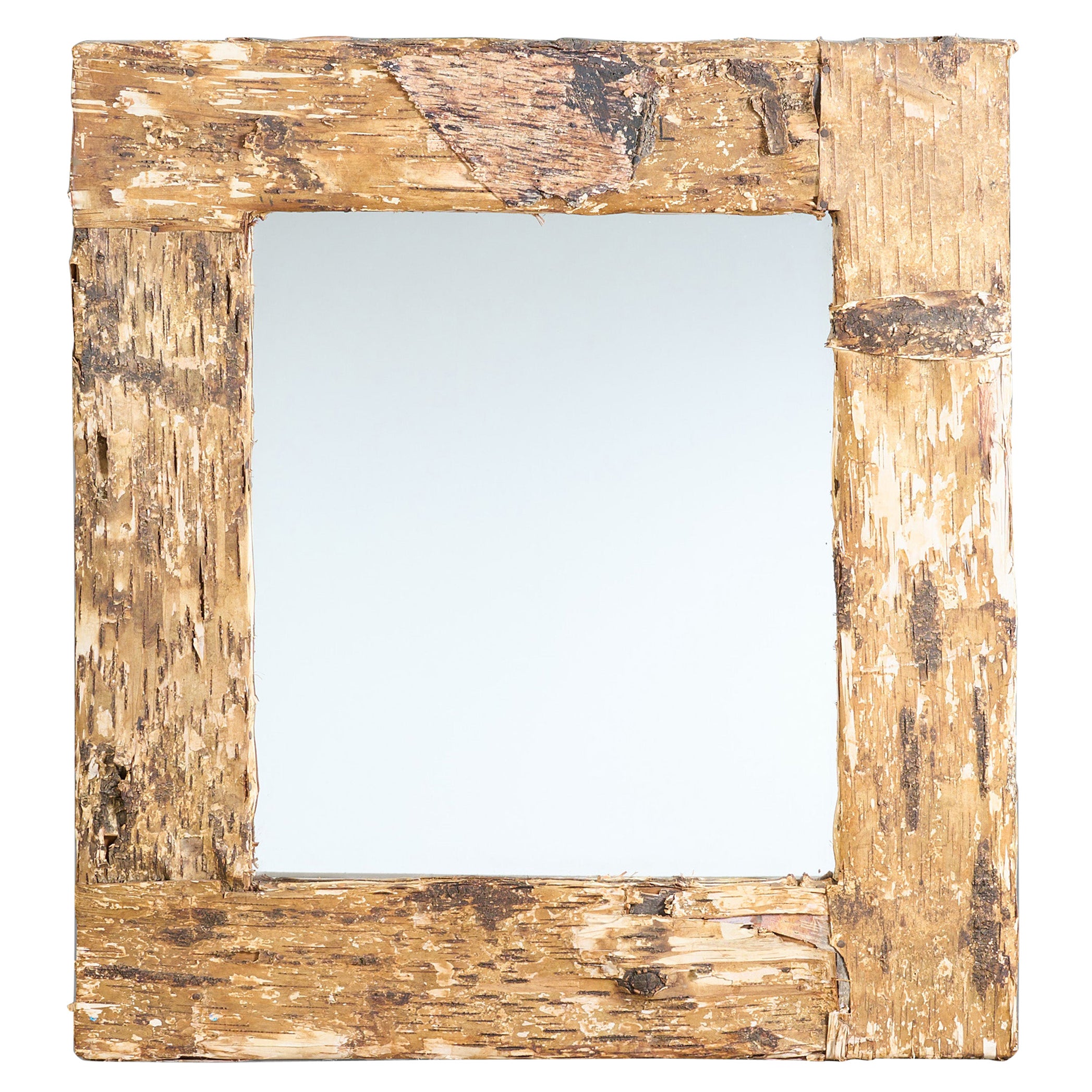 Birch Bark Framed Mirror For Sale