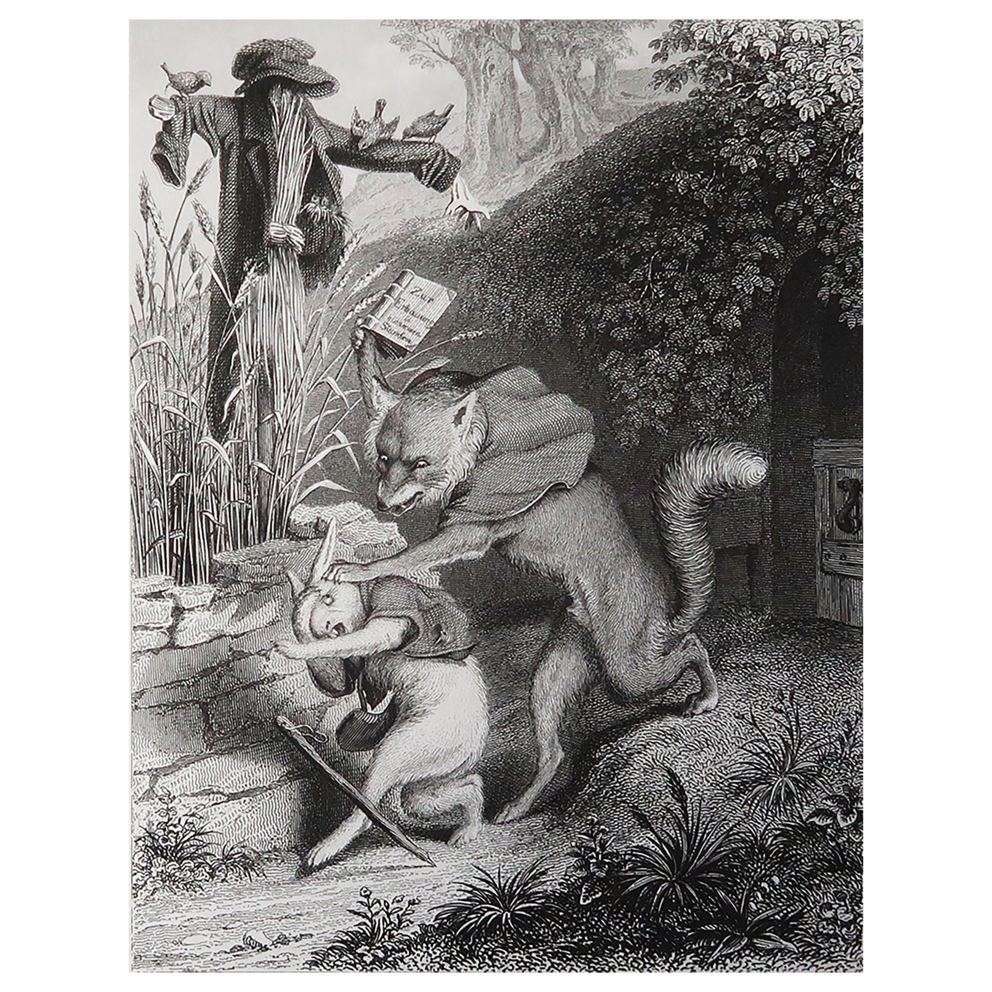 Original Antique Print After Heinrich Leutemann, Reynard the Fox and the Coney