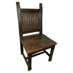 Antique Charles I Oak Chair with Linen Fold Back Panel c.1640