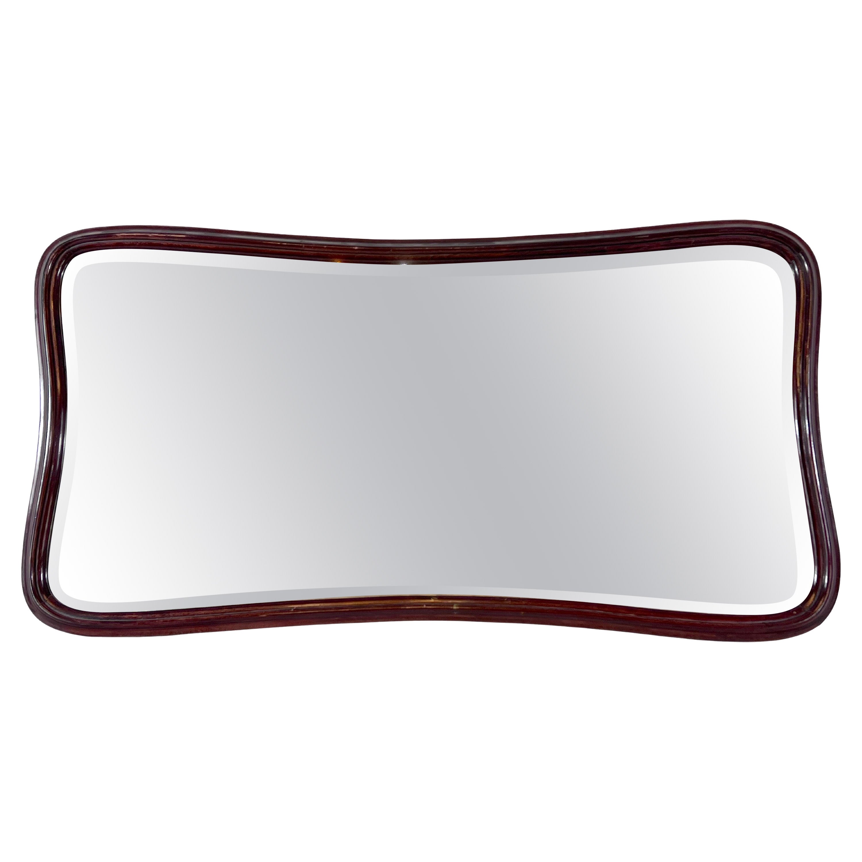 Vintage Curved Surrealist Wood Frame Mirror at 1stDibs curved frame