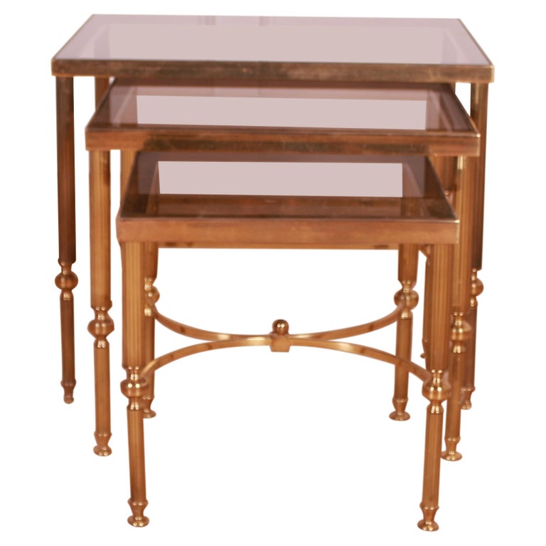 French Brass and Glass Tables For Sale at 1stDibs