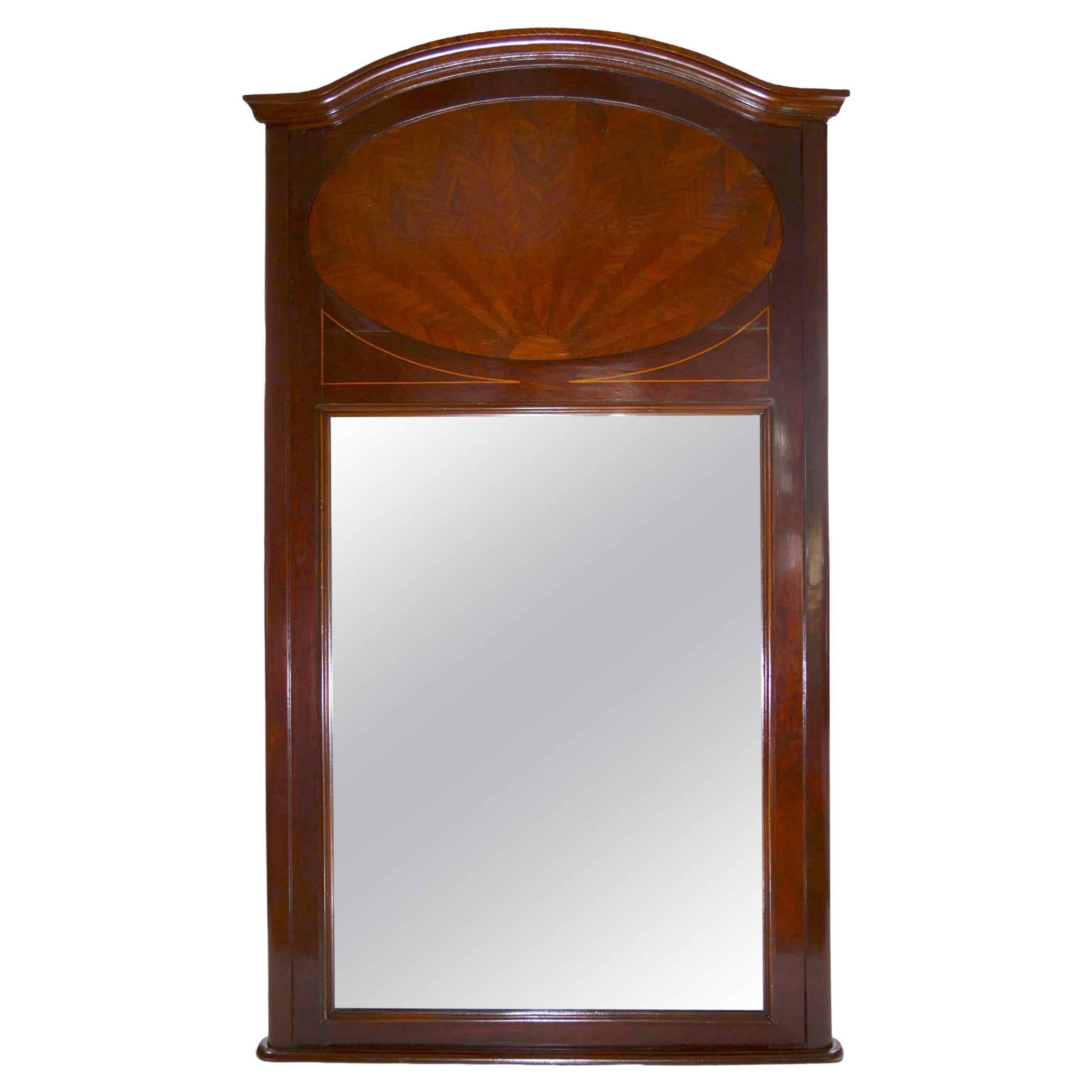 19th Century Mahogany Wood Frame Trumeau Mirror For Sale