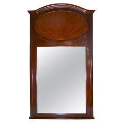 19th Century Mahogany Wood Frame Trumeau Mirror