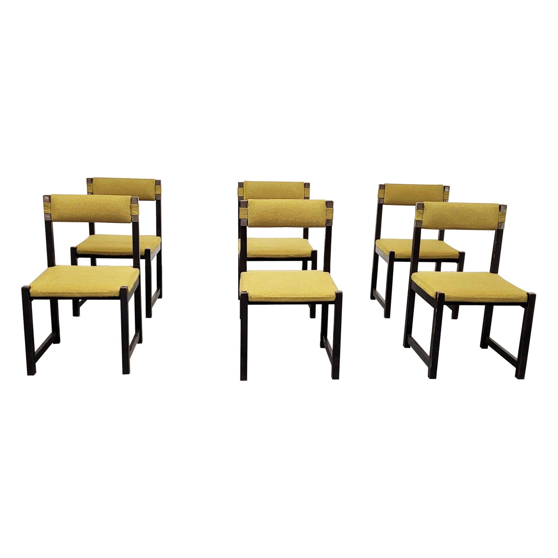 Set of 6 brutalist dining chairs by Emiel Veranneman for Decoene, 1970s