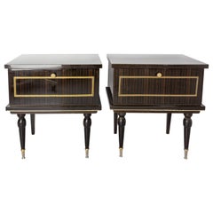 Pair of Midcentury Nightstands Side Cabinets Bedside Tables, French, circa 1960