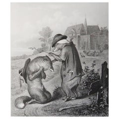 Original Antique Print After Heinrich Leutemann, Reynard The Fox's Confession