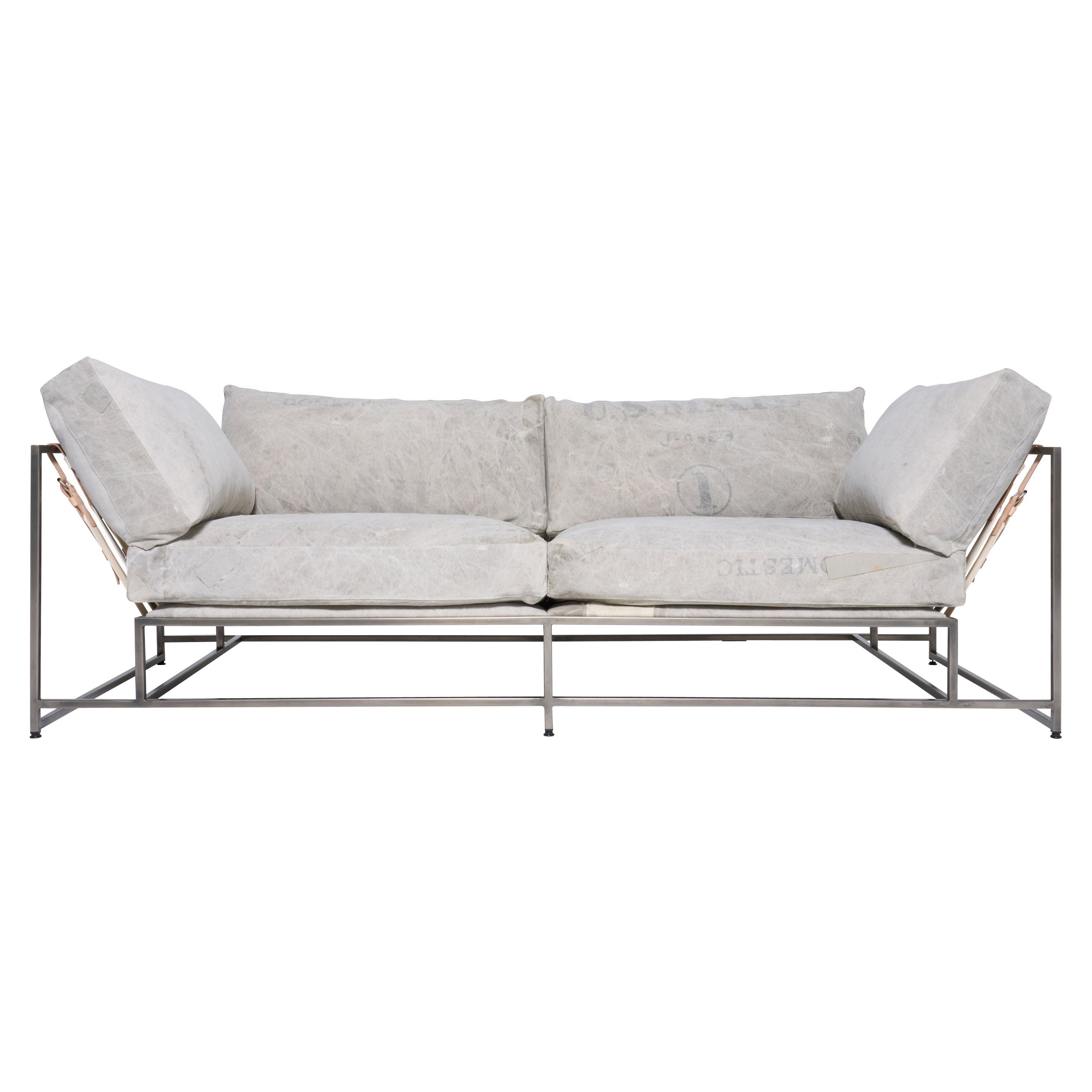 US Mailbag & Antique Nickel Two Seat Sofa For Sale