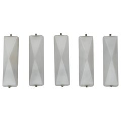 Mid-Century Modern Set of Five Opaline Glass Sconces, Italy, 1950s